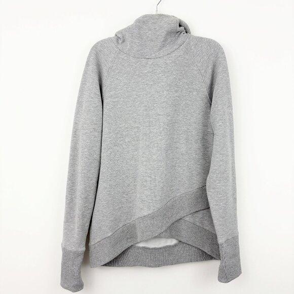 Marcella Geneva Sweatshirt Size L Hoodie Melange Gray Tulip Hem Thumbhole Cotton - Picture 3 of 11
